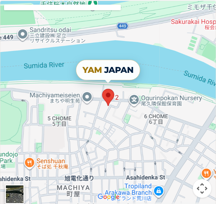YAM JAPAN 東京オフィスの地図（東京都荒川区町屋6-26-2）
